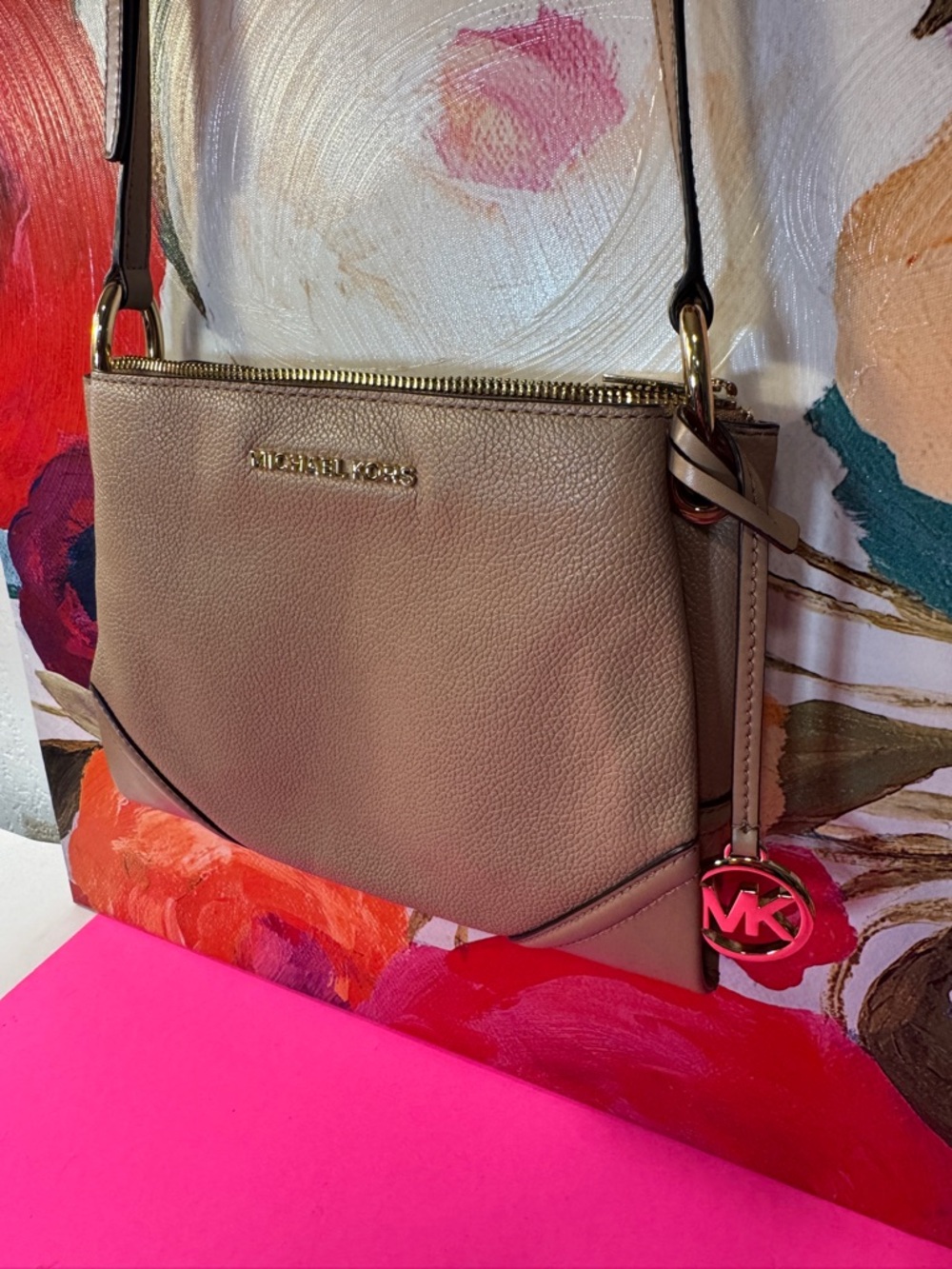 Michael Kors Tan Pebble Leather Crossbody with Gold Hardware - Picture 10 of 10